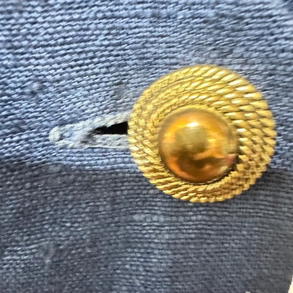 Y2K NY Sake Navy sailor Linen Double Breasted V Neck Sheath Dress Size 12 - Picture 3 of 10